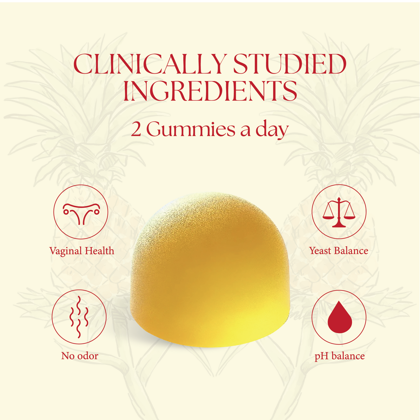 Inside Care Feminine Balance Gummies 60 count - Tropical Pineapple