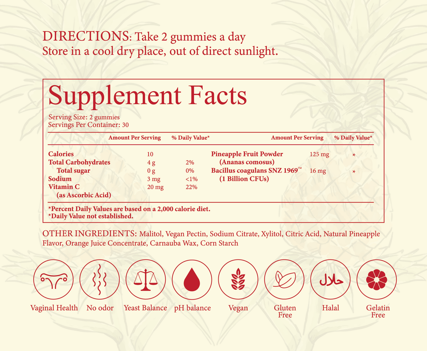 Inside Care Feminine Balance Gummies 60 count - Tropical Pineapple